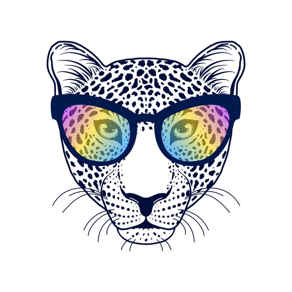 Leopardenschnauze mit Sonnenbrille — Stockvektor