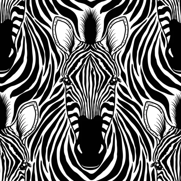 Patroon met zebrakop — Stockvector