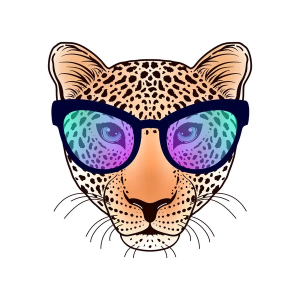 Leopardmynning med solglasögon — Stock vektor