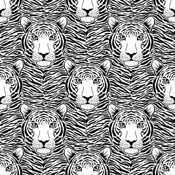 Pattern with tiger muzzle — Stock Vector