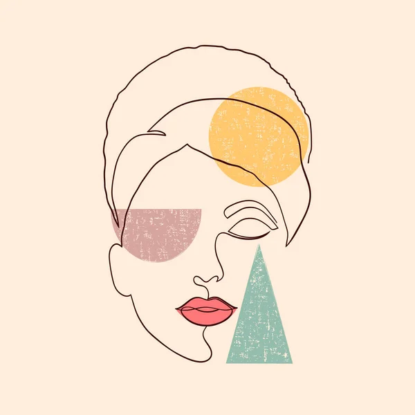 Affiche avec visage de femme minimal — Image vectorielle