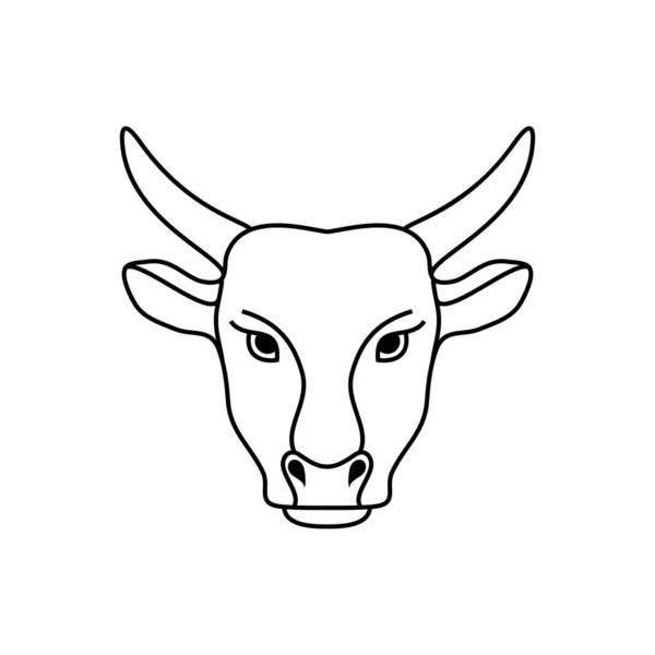 線画の牛頭 — ストックベクタ