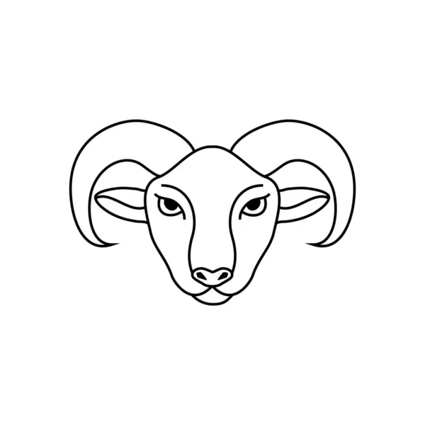 Cabeza de carnero en línea estilo de arte — Vector de stock