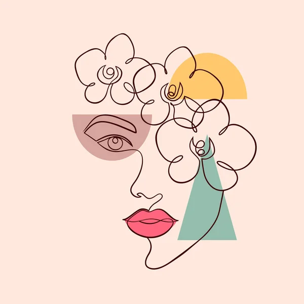 Affiche avec visage de femme minimal — Image vectorielle