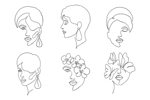 Kolekce ženských tváří — Stockový vektor