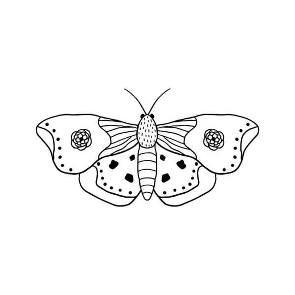 Papillon dans le style doodle — Image vectorielle