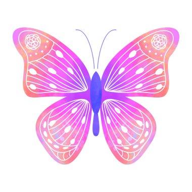 Karalama tarzında suluboya kelebek