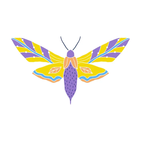 Mariposa en estilo doodle — Vector de stock