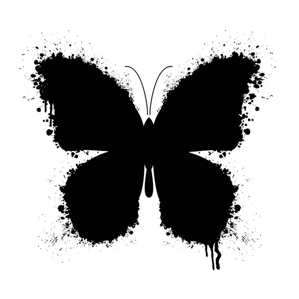 Чорний гранжевий метелик — стоковий вектор