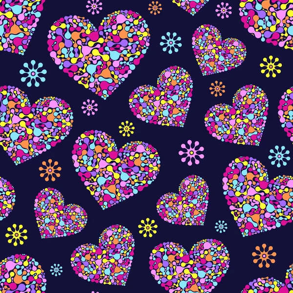 Seamless pattern with abstract colorful hearts — Stock Vector