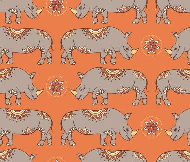 renkli rhinoseroses ile Seamless Modeli