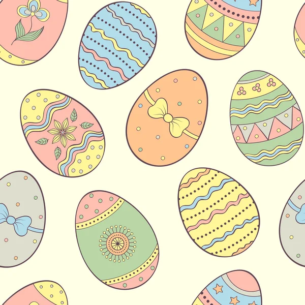 Modèle sans couture avec des œufs de Pâques — Image vectorielle