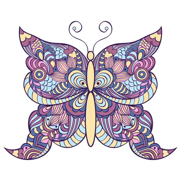 Mariposa colorida sobre fondo blanco — Vector de stock