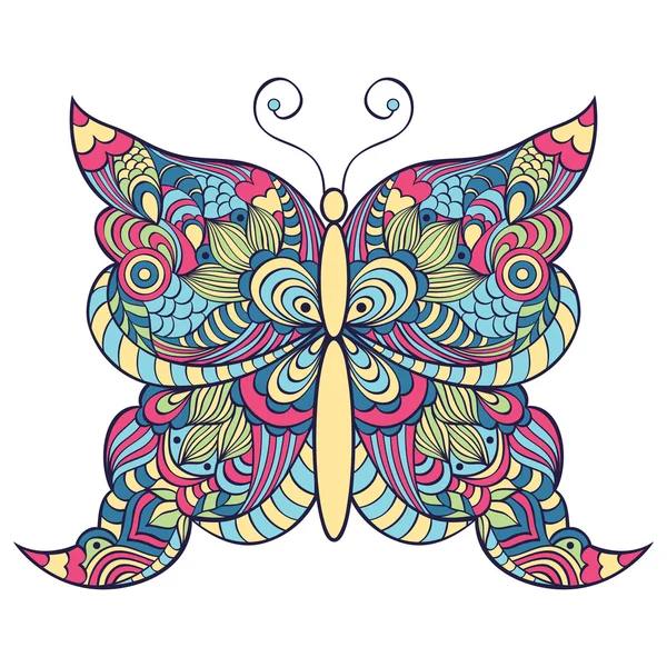 Fluture colorat pe fundal alb — Vector de stoc