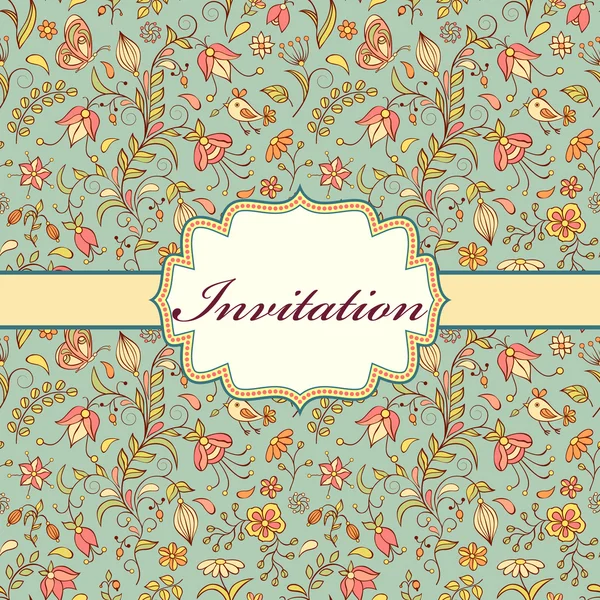 Carte d'invitation florale — Image vectorielle