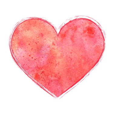 beyaz zemin üzerine suluboya kalp