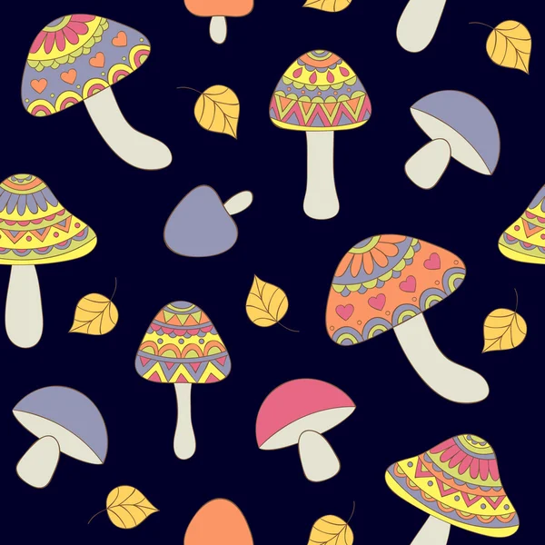 Motif sans couture avec des champignons abstraits — Image vectorielle