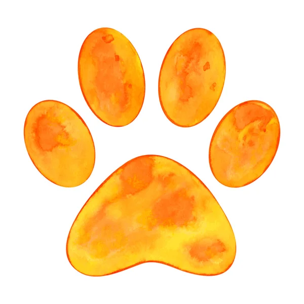 Watercolor animal paw print on white background — Stock Vector