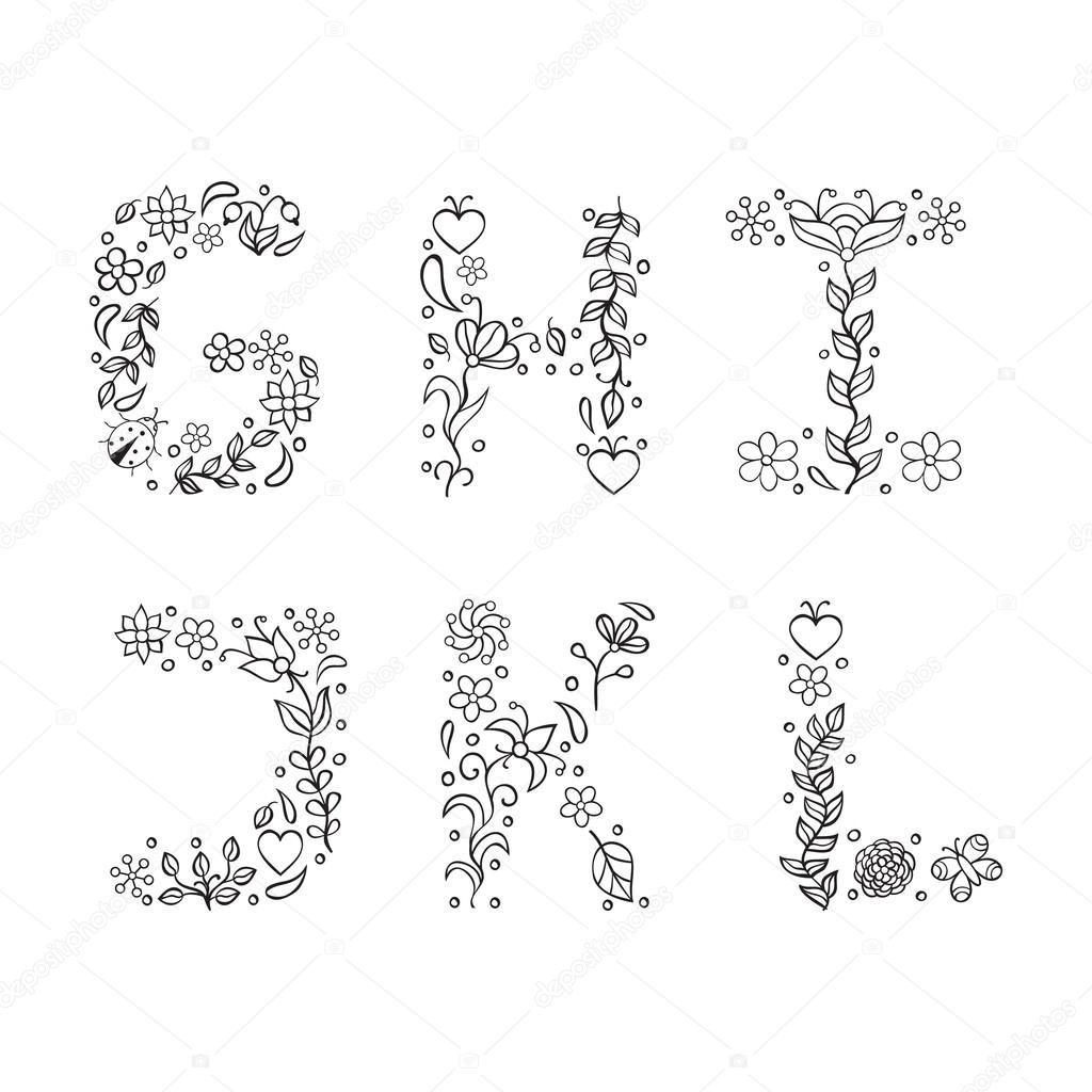 hand drawn letters on white background