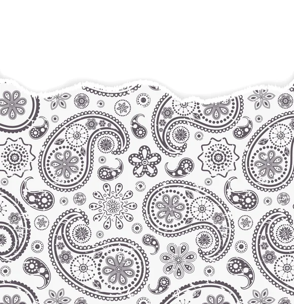 Paisley-Muster mit zerrissenem Papier — Stockvektor