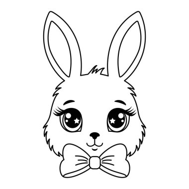 Beyaz arka planda güzel bir tavşancık yüzü ve büyük gözleri vardı..