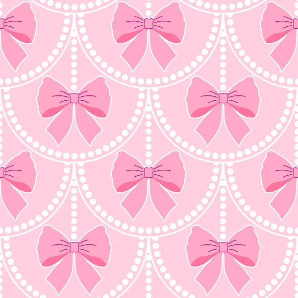 Kusursuz pembe desenli dairelerin içinde fiyonklar var. Çocuk dekorasyonu, tekstil ve hediye paketi için mükemmel..
