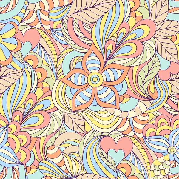 抽象的な花、葉線とパターン. — ストックベクタ