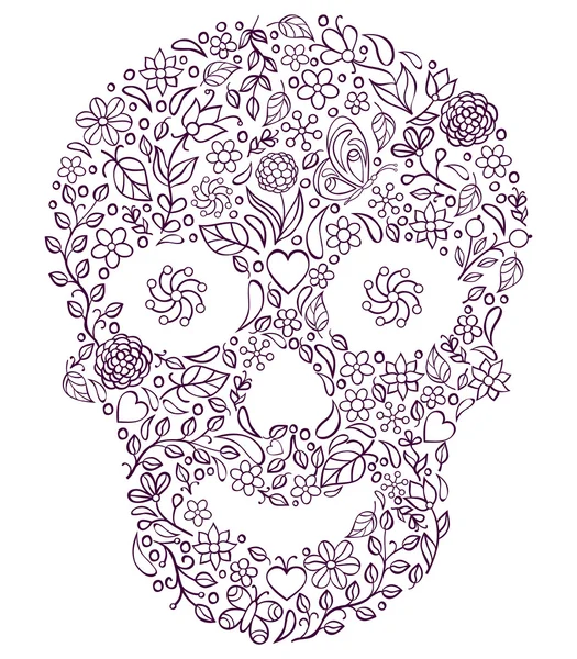 Calavera floral abstracta — Vector de stock