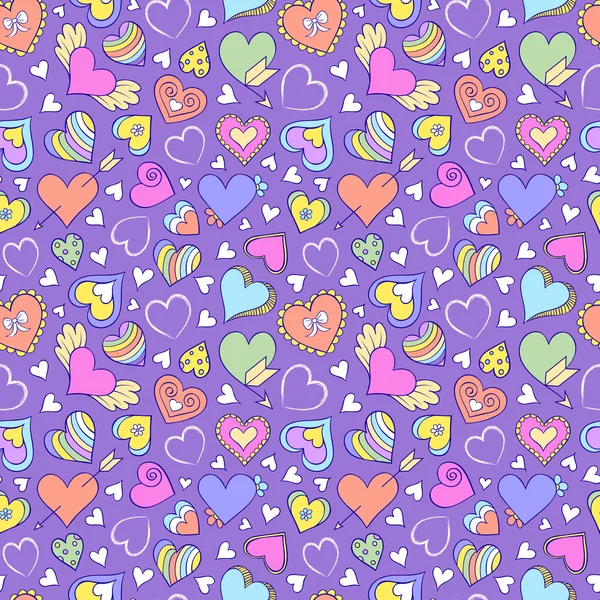 Seamless pattern with hearts and other elements — Stock Vector