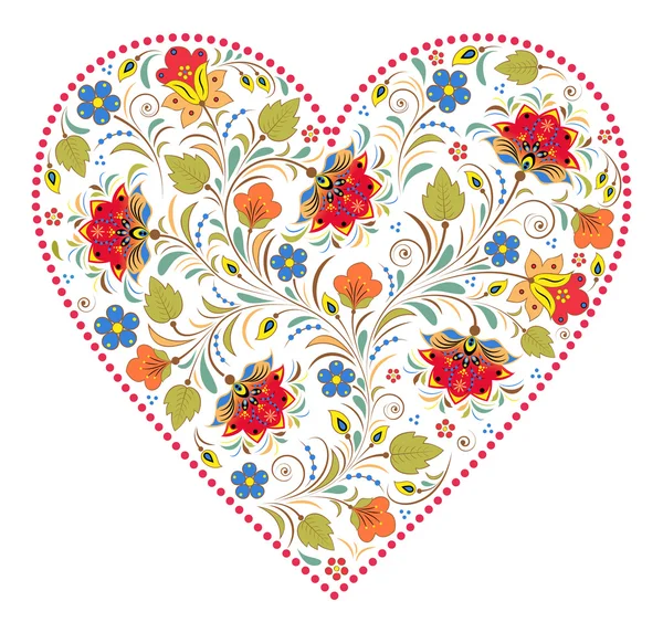 Heart with traditional russian pattern — Stock Vector