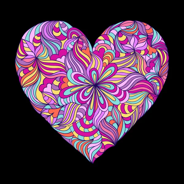 Colorful heart on black background — Stock Vector