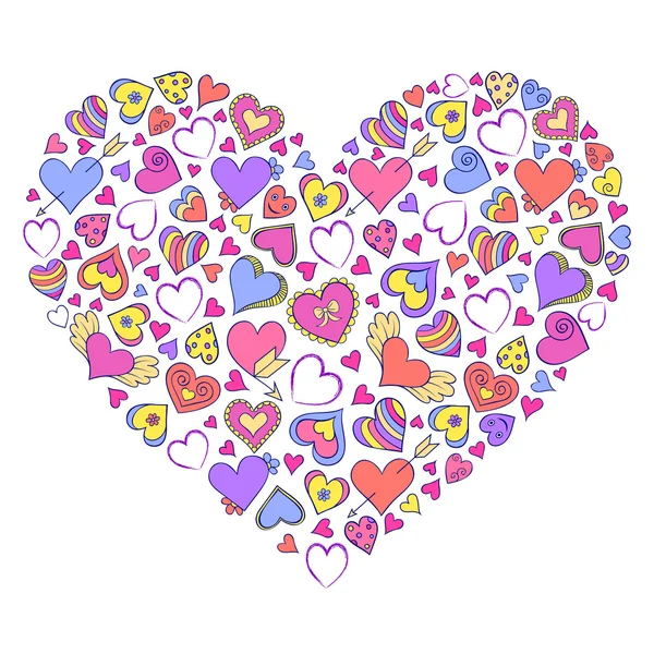 Coeur de valentines colorées — Image vectorielle