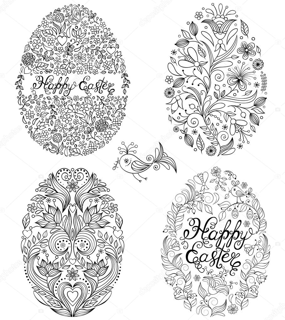 set of floral easter eggs