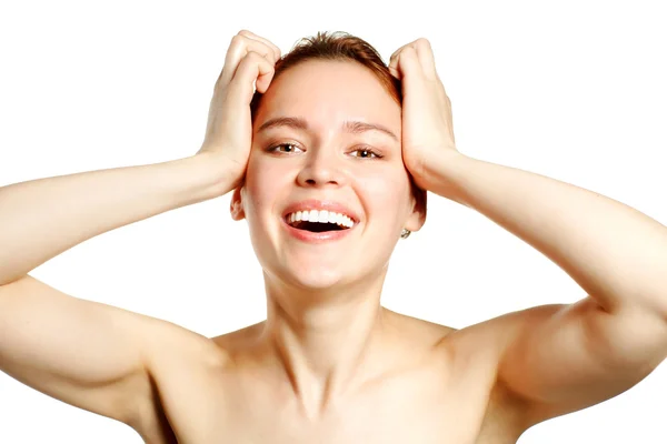 Feliz Sorrindo Jovem Mulher — Fotografia de Stock