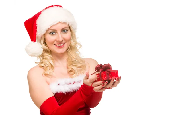Ragazza sexy che indossa vestiti di Babbo Natale — Foto Stock