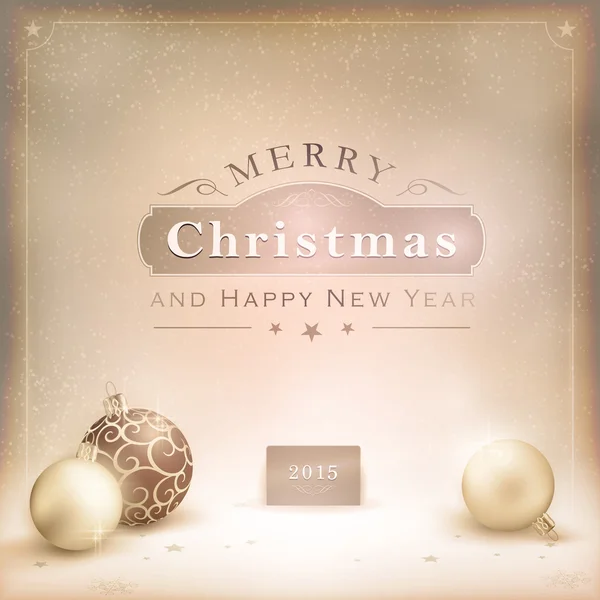 Desaturatet golden Christmas background with baubles — Stock Vector