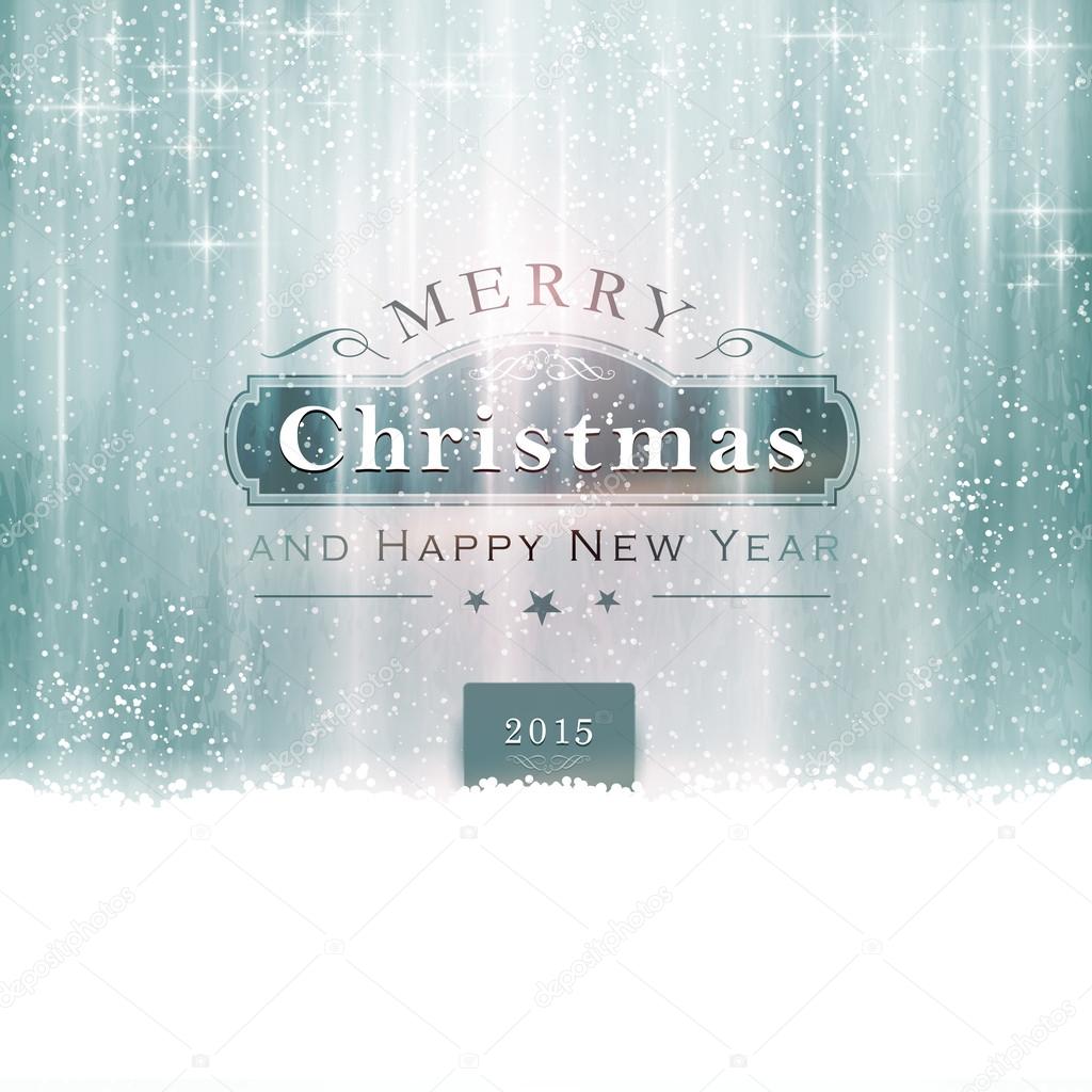 Silver blue Merry Christmas Typography