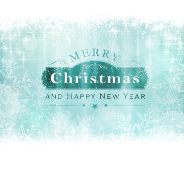 Neşeli Noel artalan etiketli ve kar taneleri