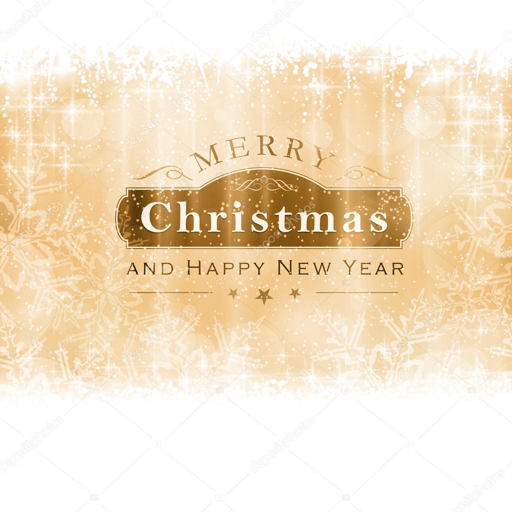 Golden Merry Christmas greeting card