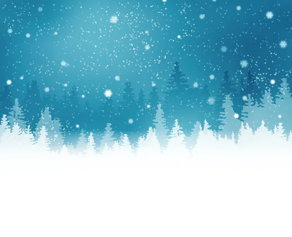 Winterlandschap met dennenbomen en sneeuw — Stockvector