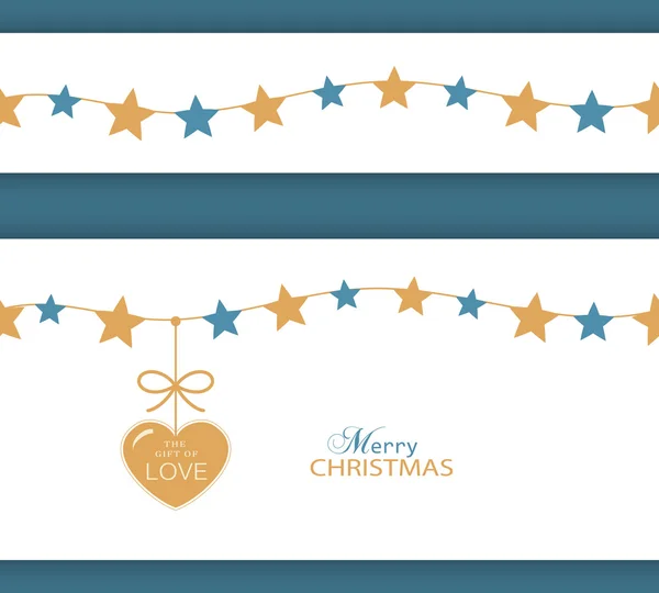 Christmas star border and heart. The Gift of Love — Stock Vector