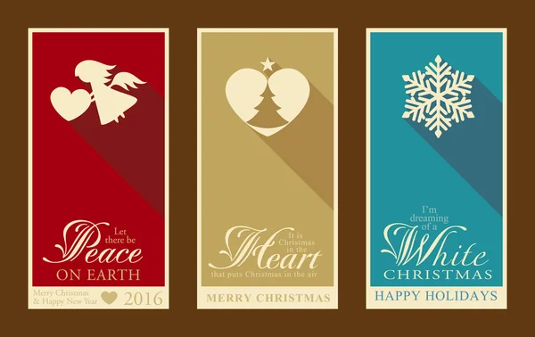 Set of flat Christmas and Happy New Year labels — Stock Vector