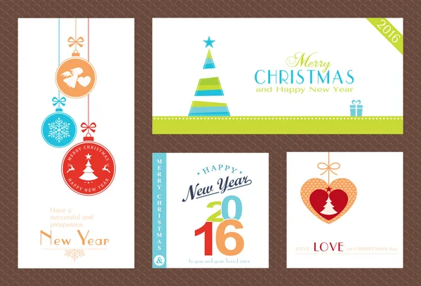 Set of flat Christmas and New Years backgrounds Stock Illustration