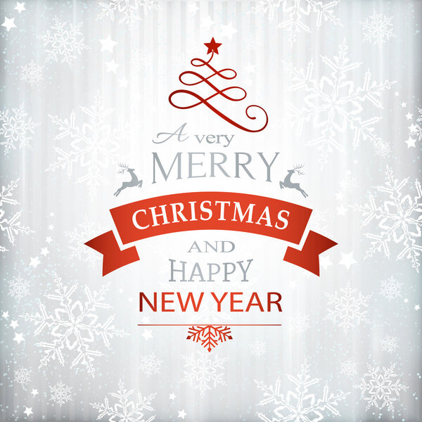 Red silver Christmas background typography
