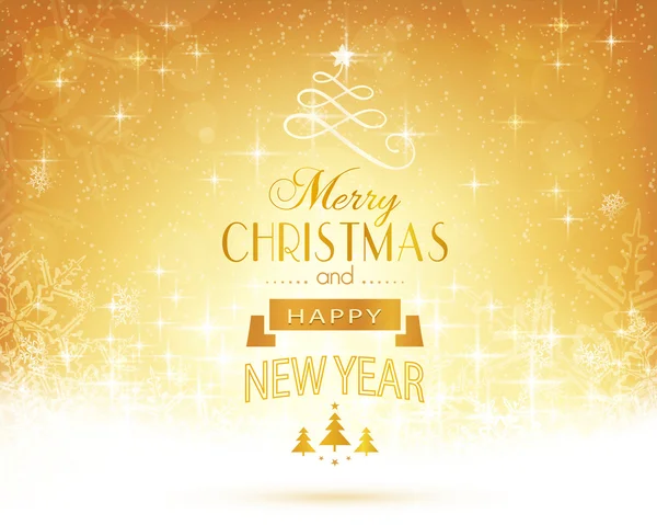 Golden Christmas typography with stars and lights Vector Graphics