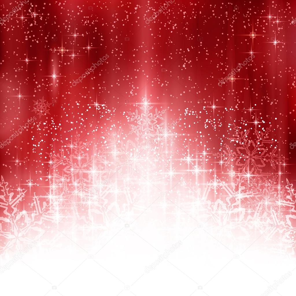 Red white Christmas background with lights and snowflakes Stock Vector ...