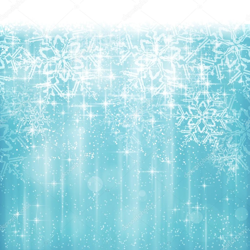 Abstract white blue Christmas, winter snowflake background