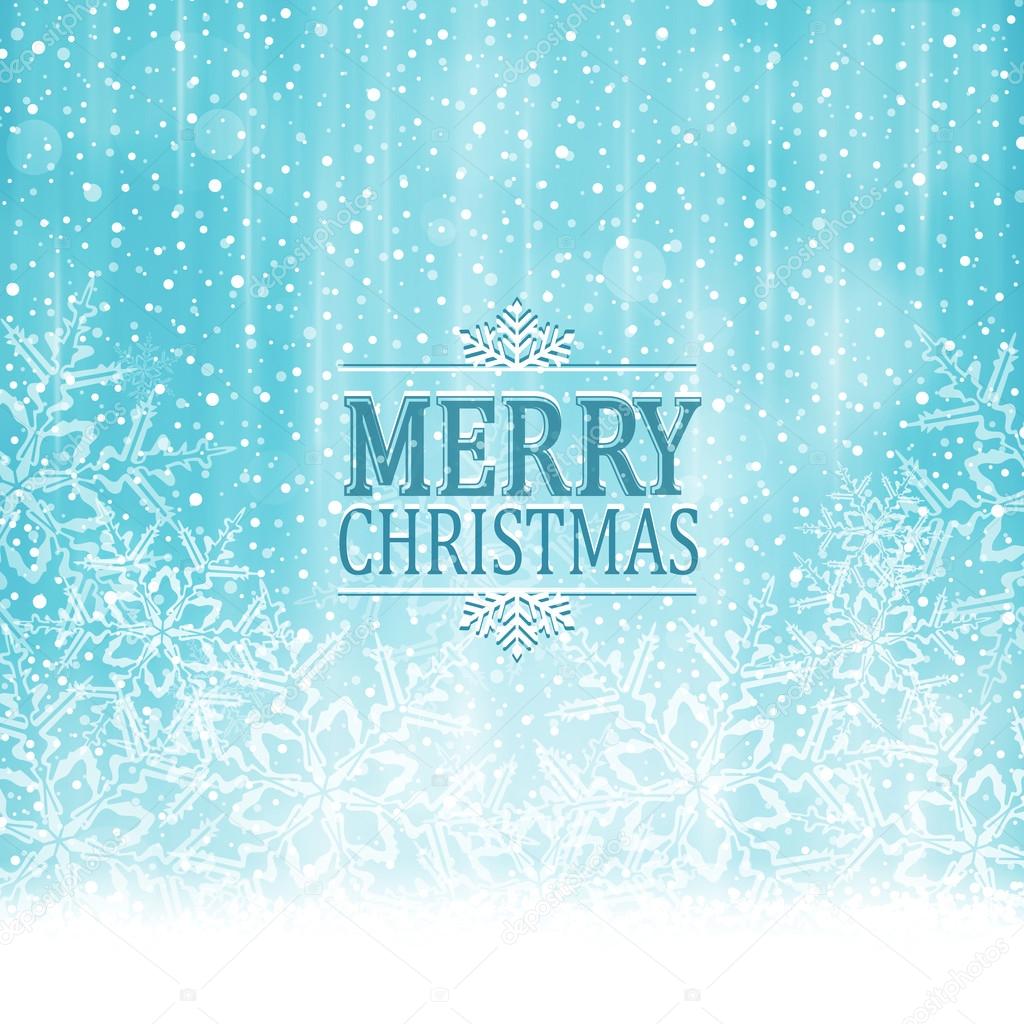 Merry Christmas typography winter wonderland background