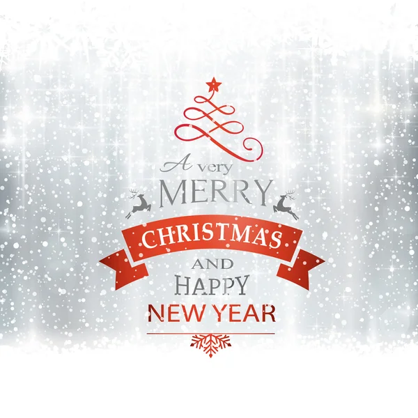 Tarjeta tipográfica Silver Merry Christmas — Vector de stock