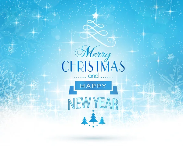 Blauw wit Merry Christmas card — Stockvector
